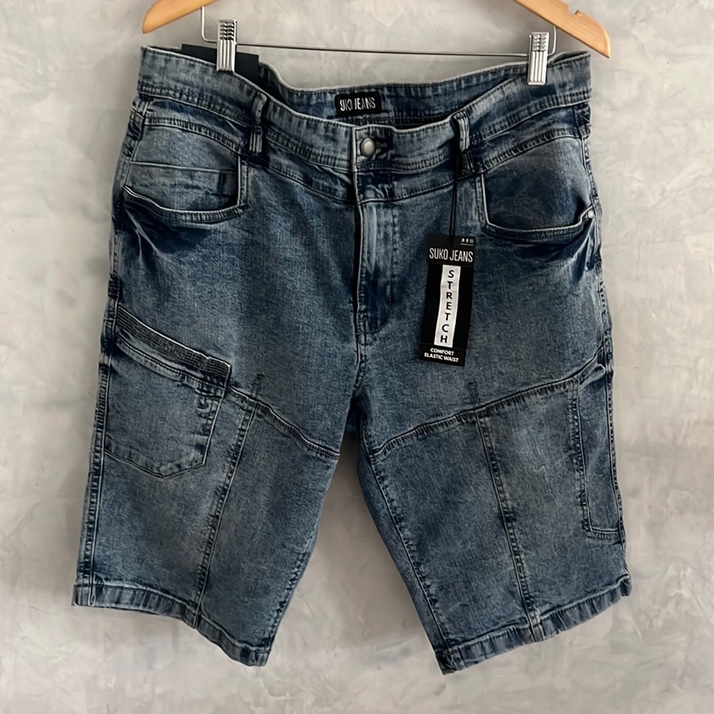 Mens Fashion Suko Jeans Shorts Tye Dye Stretch, Size 38